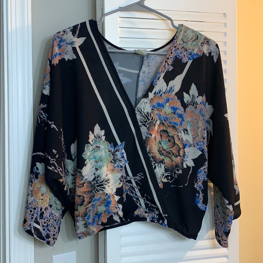 Black, floral top